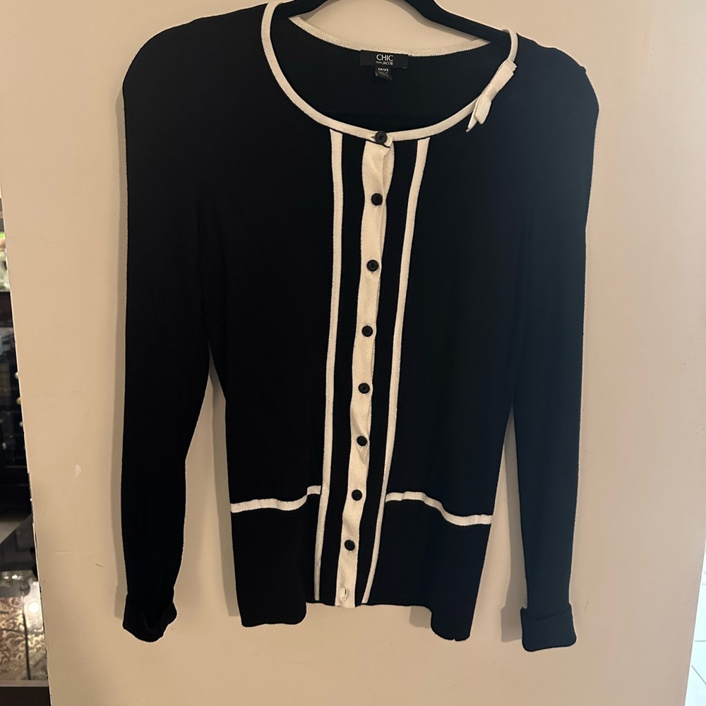 Chic Monochrome Button-Up Cardigan